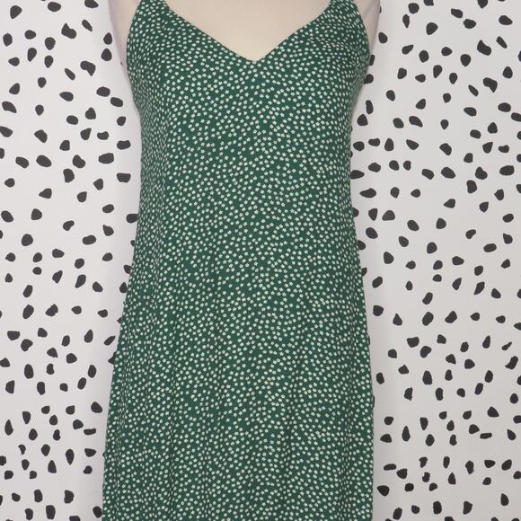 Reformation Green Floral Print Alexandra V-Neck Midi Slip Dress - Picture 5 of 10